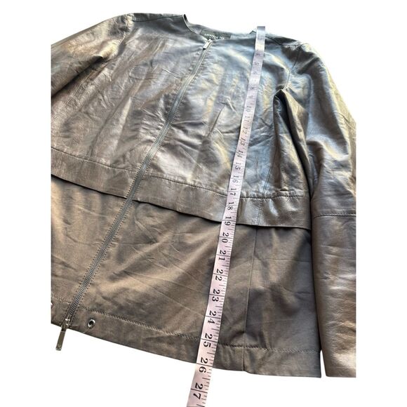 Lafayette 148 Two Tone Taupe Leather & Cotton Jacket Size S - Picture 11 of 12